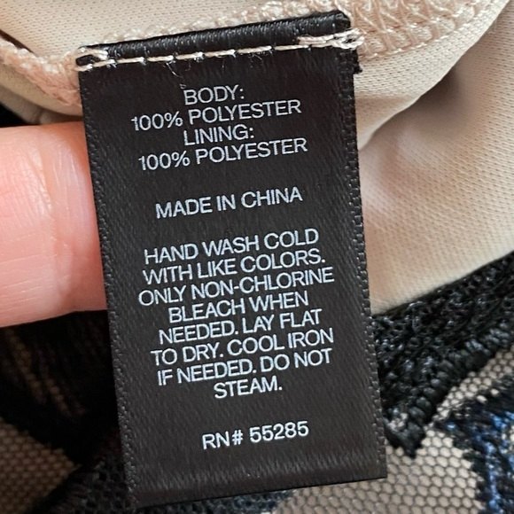 Express Black Embroidered Floral Mini Dress Womens Size Medium Tan Lining - Picture 10 of 16